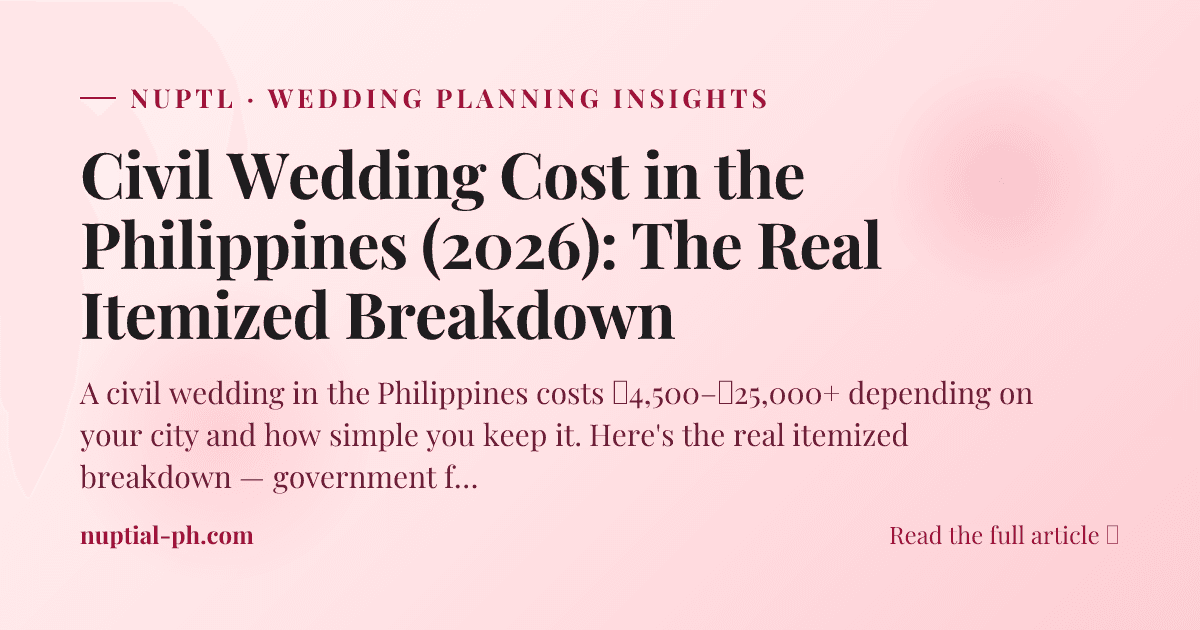 Civil Wedding Cost in the Philippines (2026): The Real Itemized Breakdown