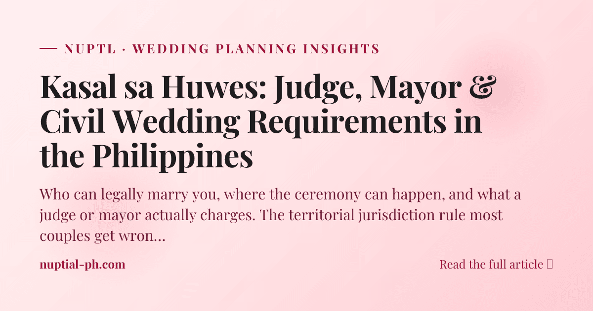 Kasal sa Huwes: Judge, Mayor & Civil Wedding Requirements in the Philippines
