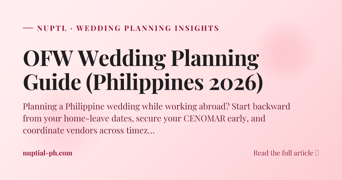 OFW Wedding Planning Guide (Philippines 2026)