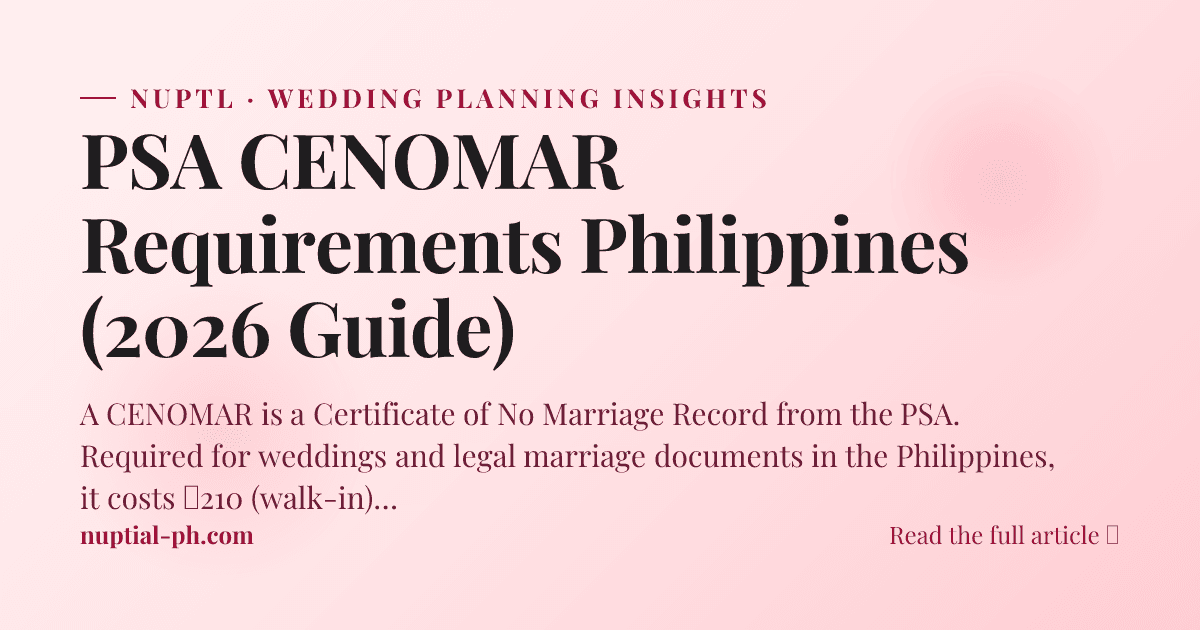 PSA CENOMAR Requirements Philippines (2026 Guide)