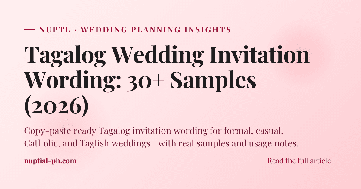 Tagalog Wedding Invitation Wording: 30+ Samples (2026)