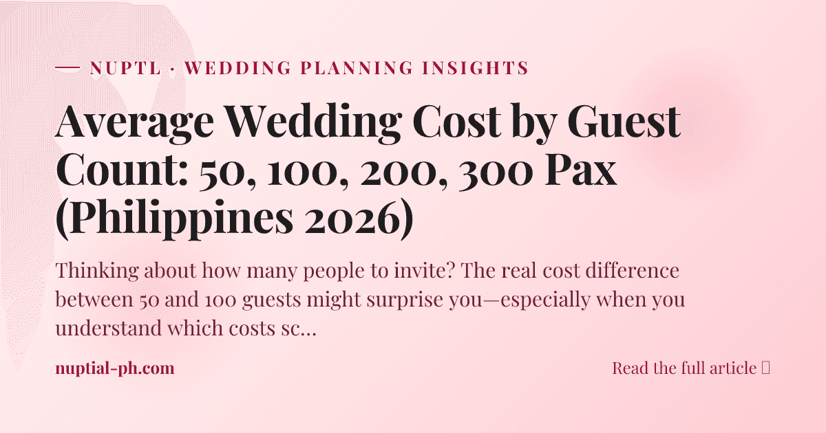 Average Wedding Cost by Guest Count: 50, 100, 200, 300 Pax (Philippines 2026)