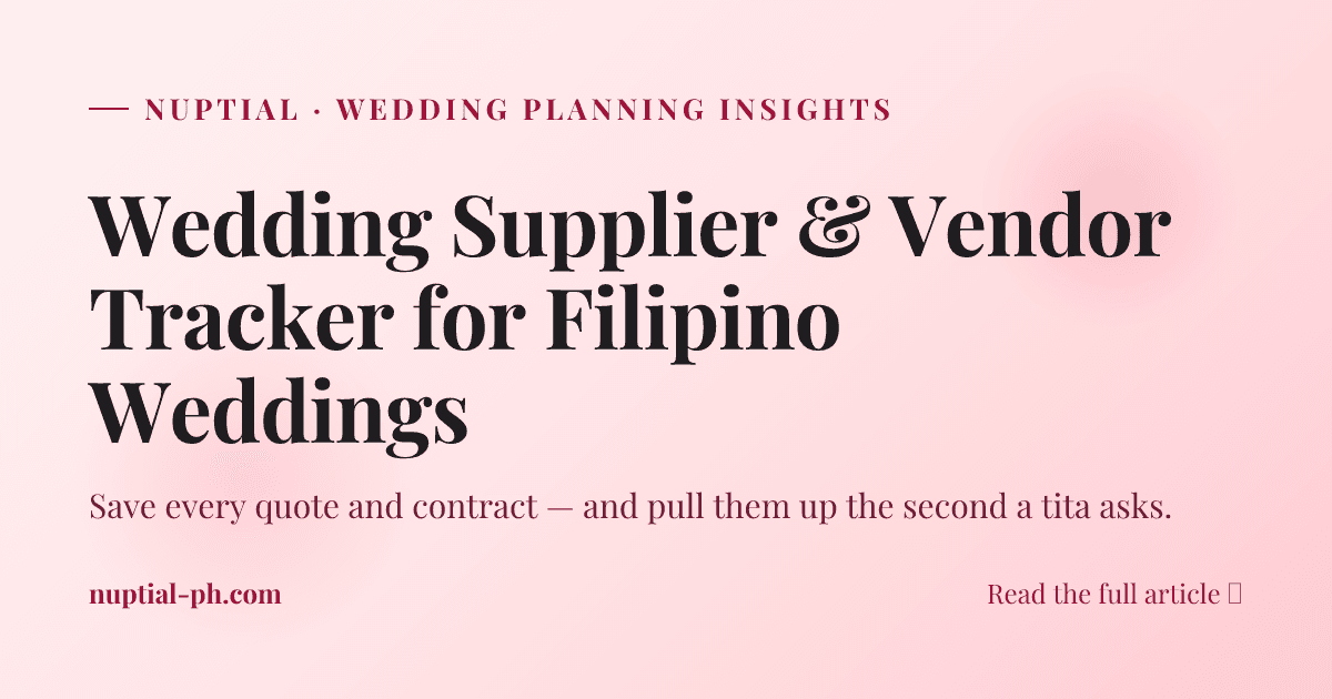Wedding Supplier & Vendor Tracker for Filipino Weddings